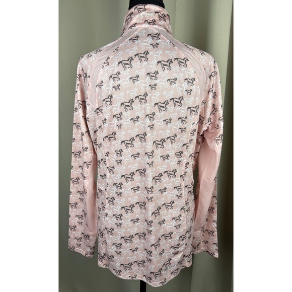 Ariat Sunstopper 2.0 Horse Print 1/4 Zip UPF Equestrian Riding Shirt L - Picture 2 of 8